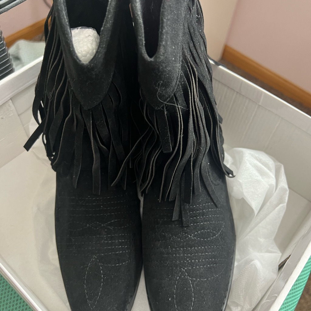 Brand New Cowboy Boots! Black Ankle High Chunky Heel.